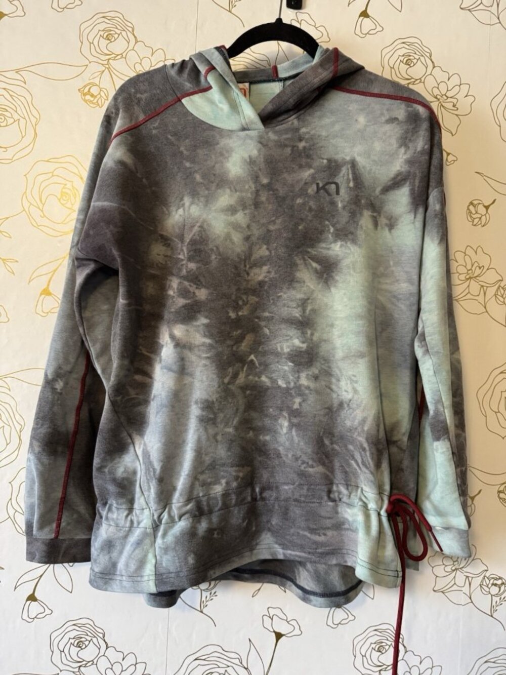 Kari Traa Hoodie Women’s Size Small Jacket Sweat shirt Fleece Cinch Tie Dye 040